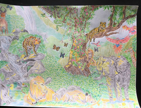 Drawing of Jungle Scene